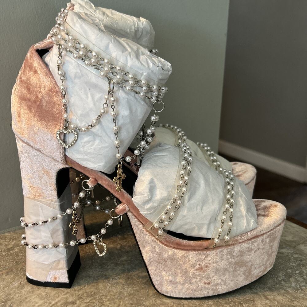 Dolls Kill Sugar Thrillz Pink Holy Revelation Platform Heels Size 11 Bratz Goth
